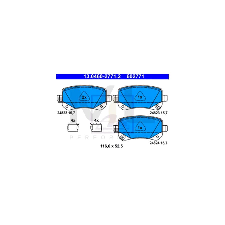ATE 13.0460-2771.2 Brake pad set with acoustic wear warning, with accessories