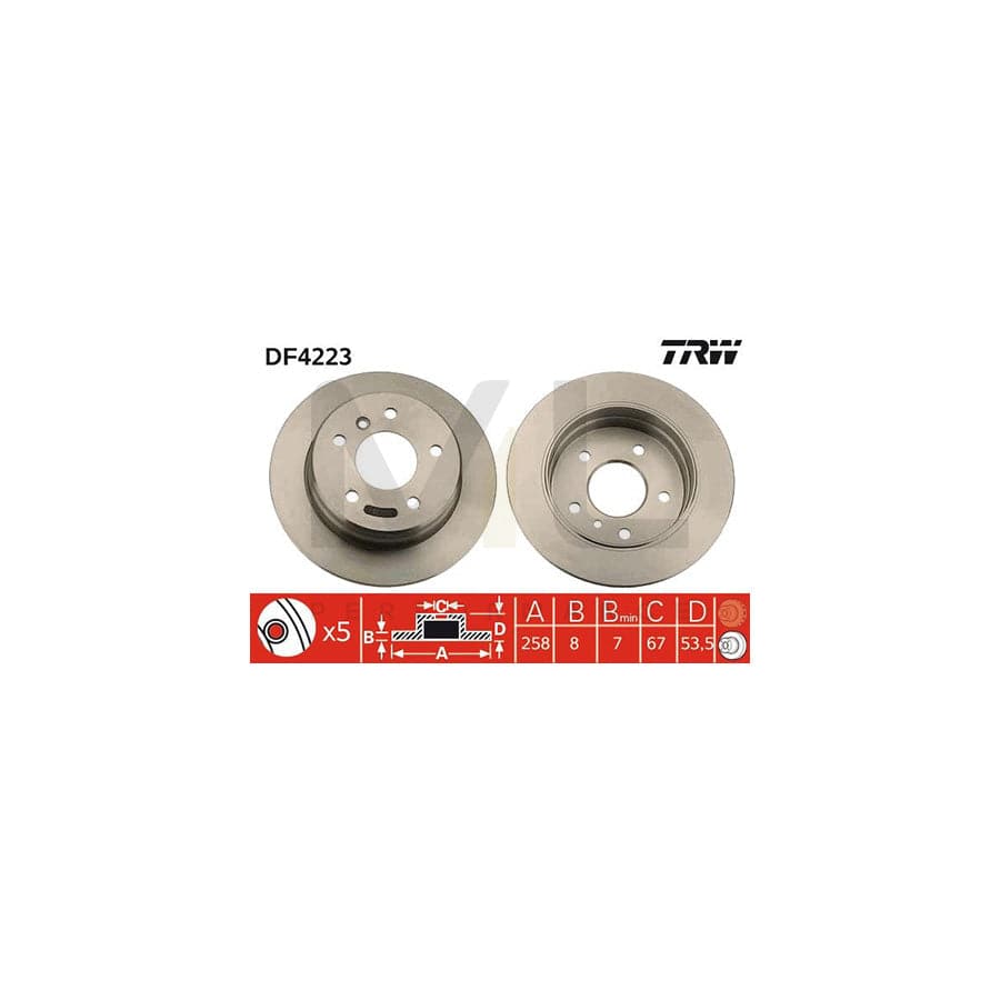 TRW DF4223 Brake Disc Solid, Painted  - 1 piece