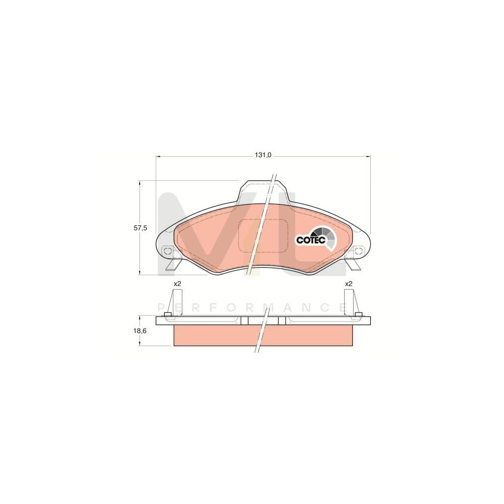 TRW Cotec Gdb1349 Brake Pad Set For Ford Escort With Acoustic Wear Warning