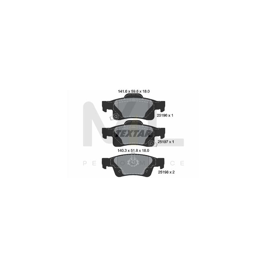 TEXTAR 2519601 Brake pad set with acoustic wear warning