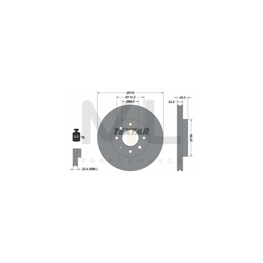TEXTAR 92110500 Brake Disc for MITSUBISHI GALANT Internally Vented, without wheel hub, without wheel studs  - 1 piece