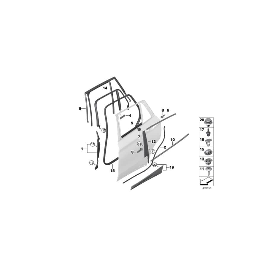 Genuine BMW 51357420835 F39 Window Guide For Trim Rear Door Left (Inc. X2 20i, X2 20iX & X2 20d)