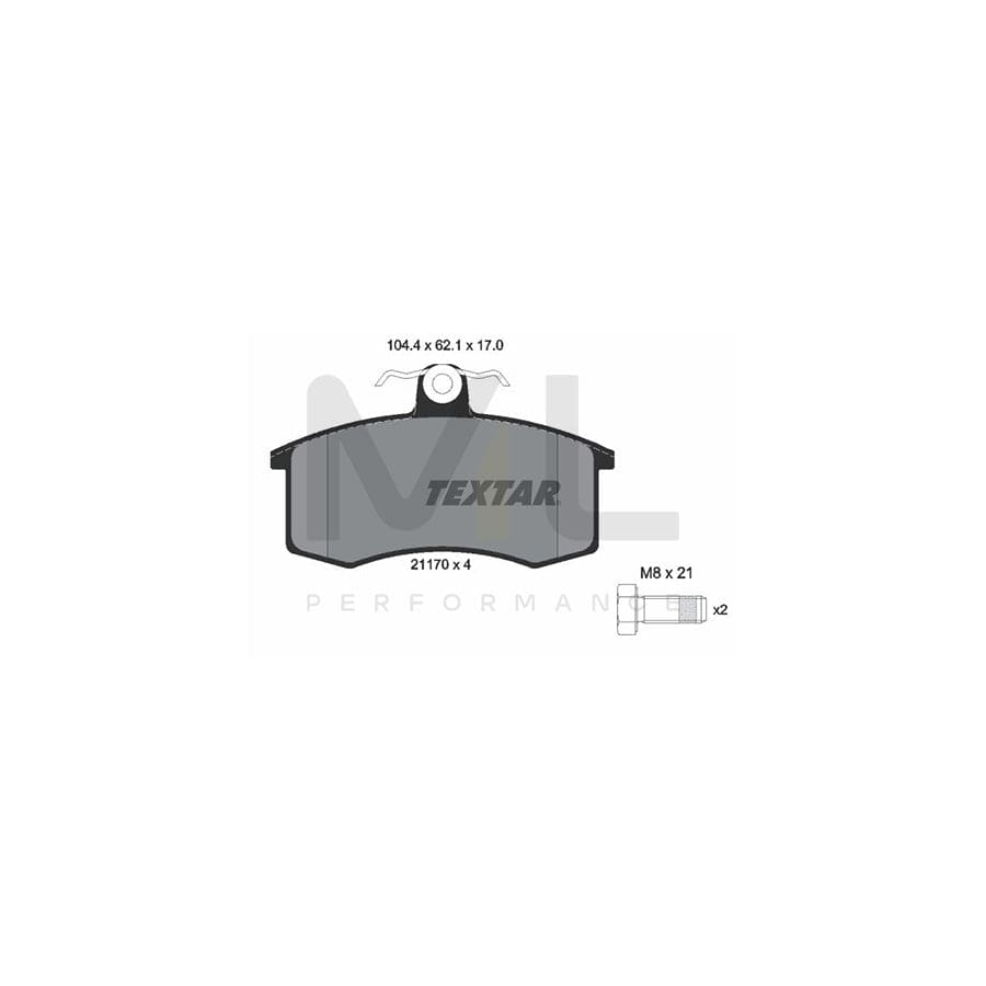 TEXTAR 2117002 Brake pad set not prepared for wear indicator, with brake caliper screws