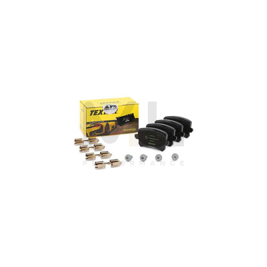 TEXTAR 2448301 Brake pad set not prepared for wear indicator, with brake caliper screws, with accessories