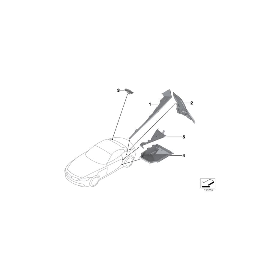 Genuine BMW 41007192735 E89 Moulded Part F Entrance Inside,Rear,Left (Inc. Z4 20i, Z4 23i & Z4 30i)