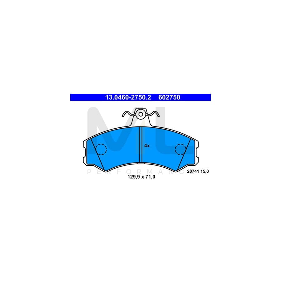 ATE 13.0460-2750.2 Brake pad set for IVECO MASSIF excl. wear warning contact, not prepared for wear indicator