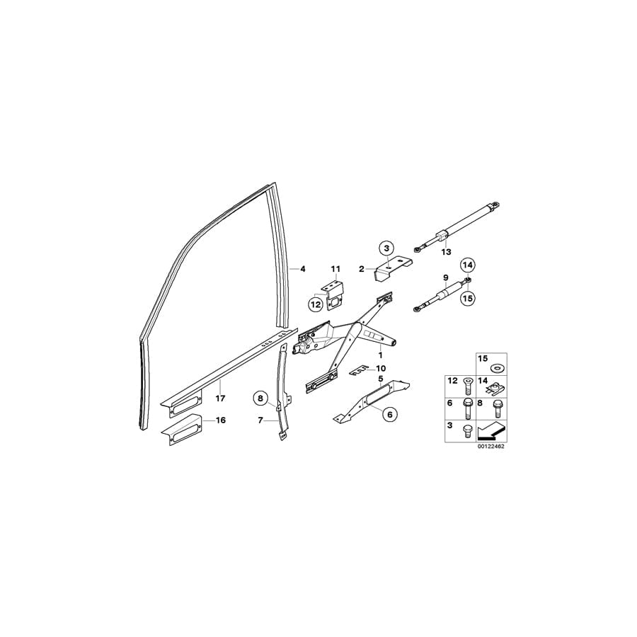 Genuine BMW 51338195386 E38 E67 Gas Spring, Window Lift (Inc. 745LiS, 760LiS & 750iLS)