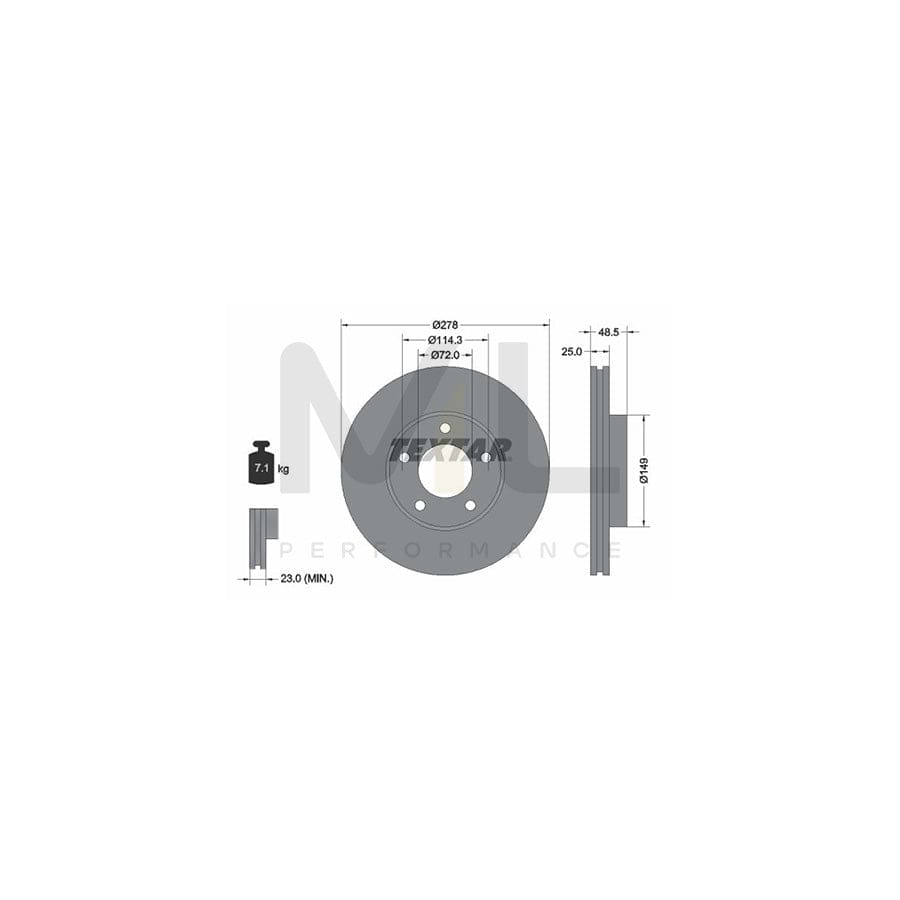 TEXTAR 92130300 Brake Disc Internally Vented, without wheel hub, without wheel studs  - 1 piece