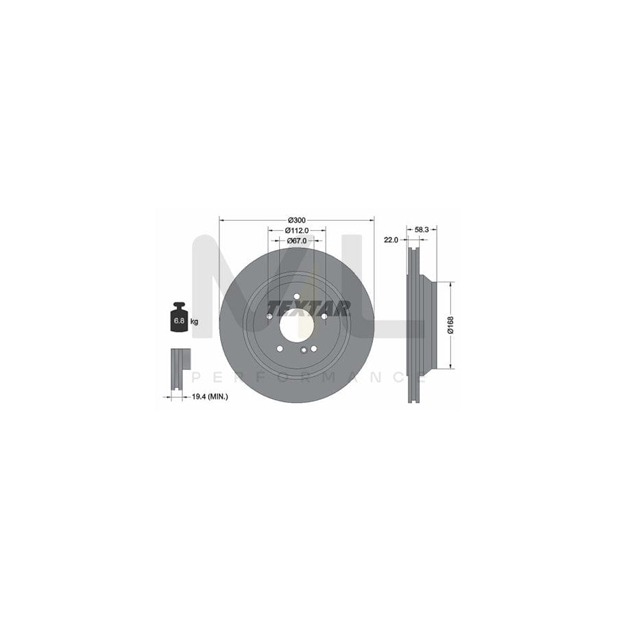 TEXTAR PRO 92176303 Brake Disc Internally Vented, Coated, without wheel hub, without wheel studs  - 1 piece