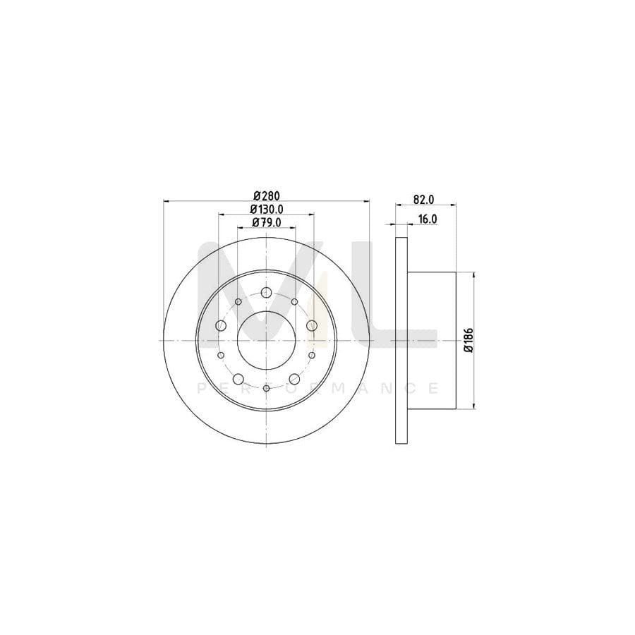 HELLA PRO 8DD 355 108-981 Brake Disc Solid, Coated, without wheel hub, without wheel studs | ML Performance Car Parts