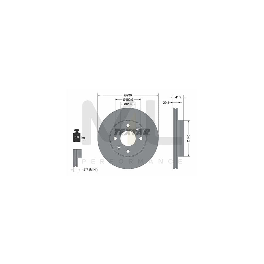 TEXTAR 92036200 Brake Disc Internally Vented, without wheel hub, without wheel studs  - 1 piece