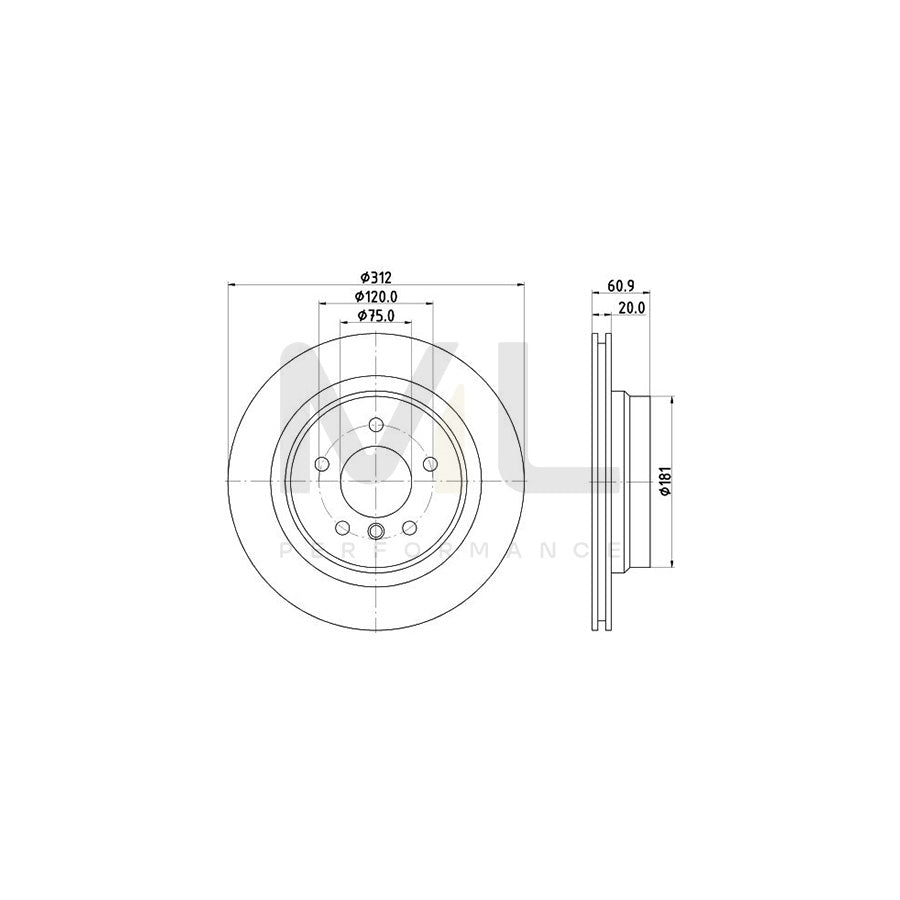 HELLA PRO 8DD 355 106-771 Brake Disc Externally Vented, Coated, without wheel hub, without wheel studs | ML Performance Car Parts
