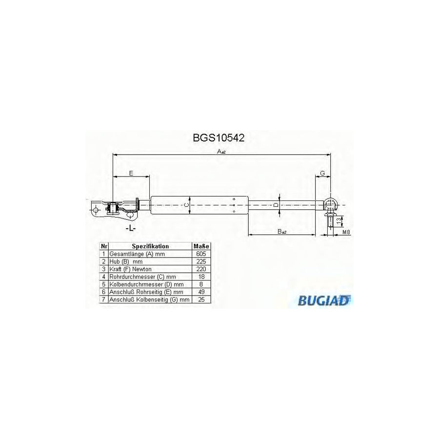 BUGIAD Bgs10542 Tailgate Strut for Toyota Starlet III Hatchback (P70)