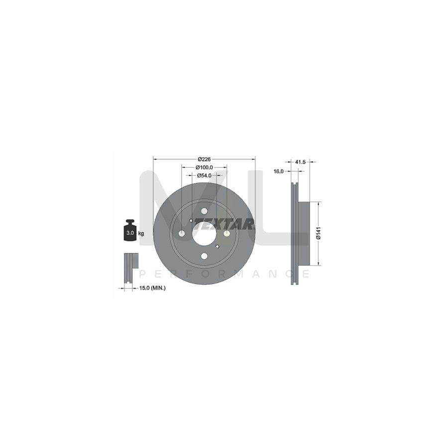 TEXTAR 92049600 Brake Disc for TOYOTA Starlet III Hatchback (P70) Internally Vented, without wheel hub, without wheel studs  - 1 piece