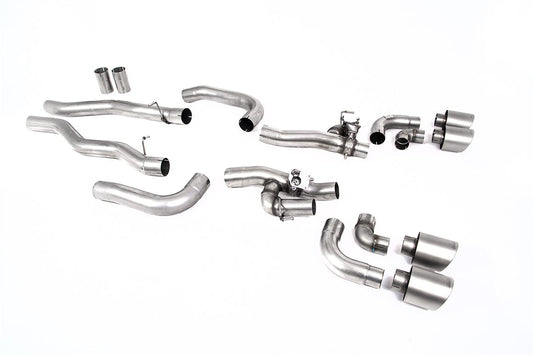 MillTek SSXBM1187 BMW F91 F92 M8 OPF/GPF Back System with valved Rear Silencer Bypass & GT-115 Brushed Titanium Trims