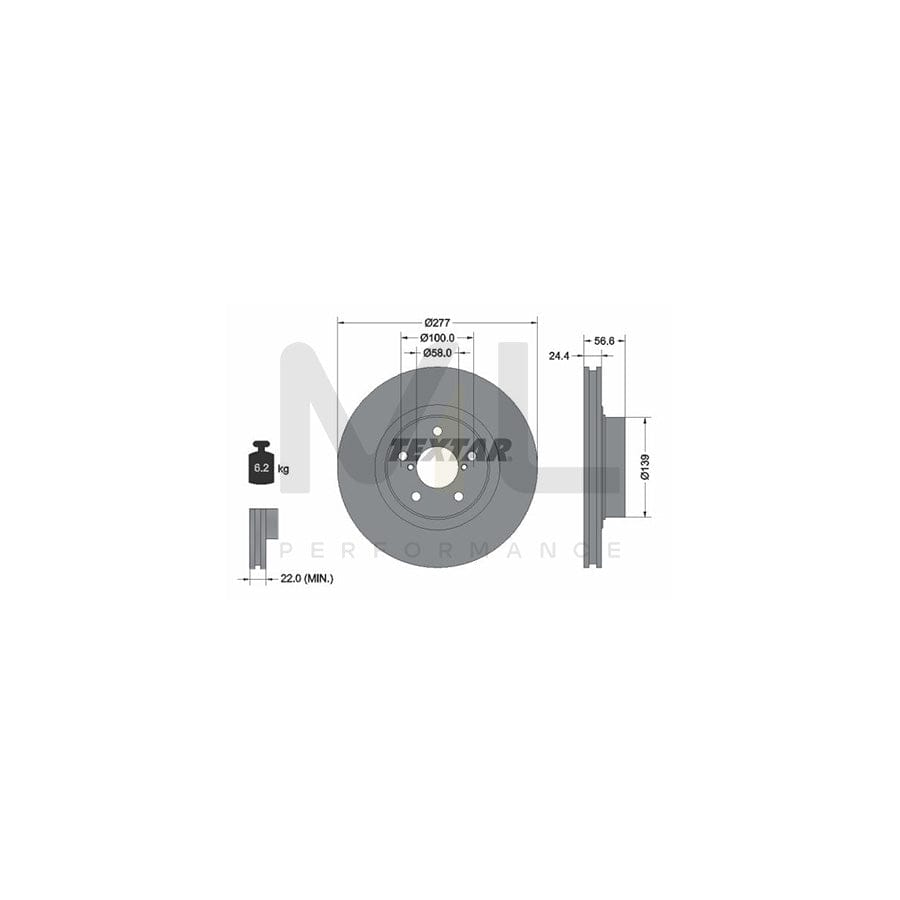 TEXTAR PRO 92094603 Brake Disc Internally Vented, Coated, without wheel hub, without wheel studs  - 1 piece