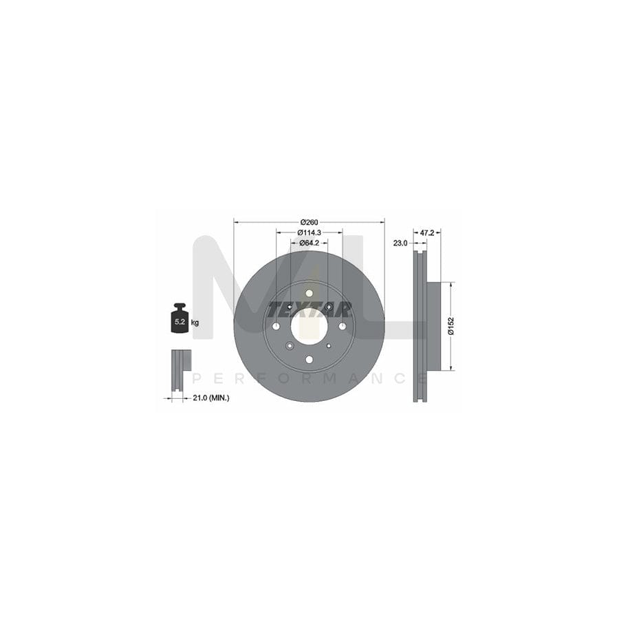 TEXTAR 92078200 Brake Disc Internally Vented, without wheel hub, without wheel studs  - 1 piece