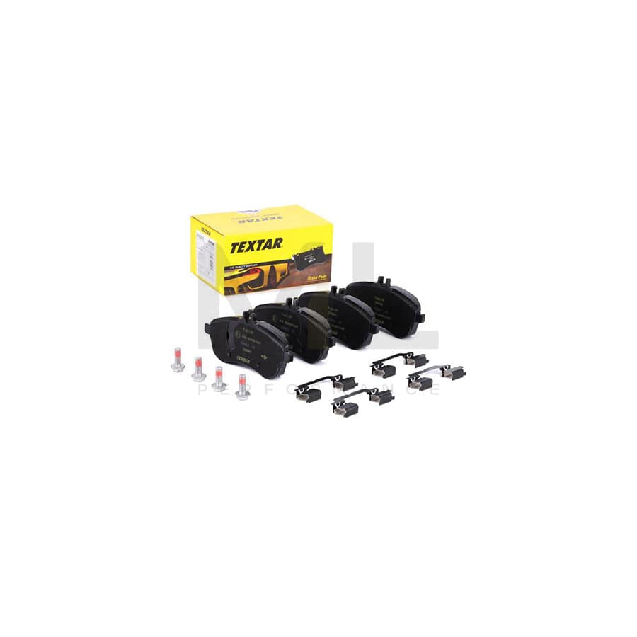 TEXTAR 2430601 Brake pad set prepared for wear indicator, with brake caliper screws, with accessories