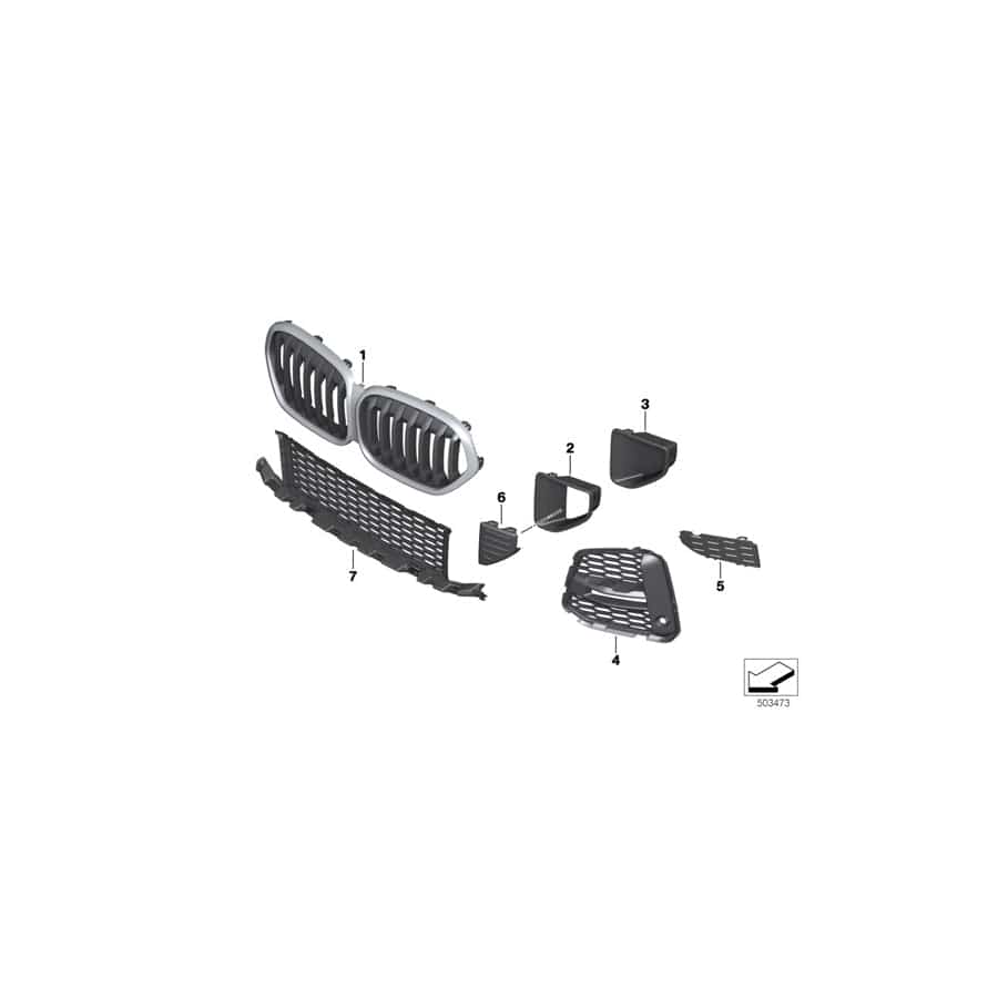Genuine BMW 51138080619 F48 Grill Front SHADOWLINE (Inc. X1 20dX, X1 20d & X1 18i)
