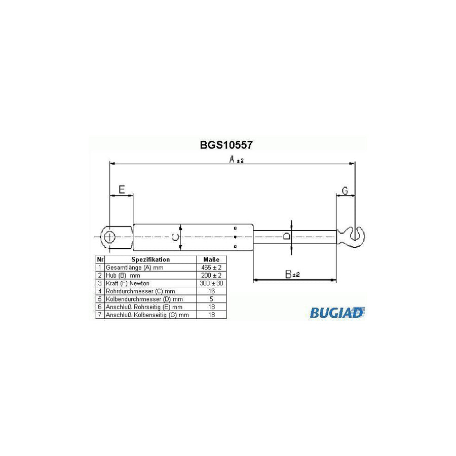 BUGIAD Bgs10557 Tailgate Strut for Volvo 850 Saloon (854)