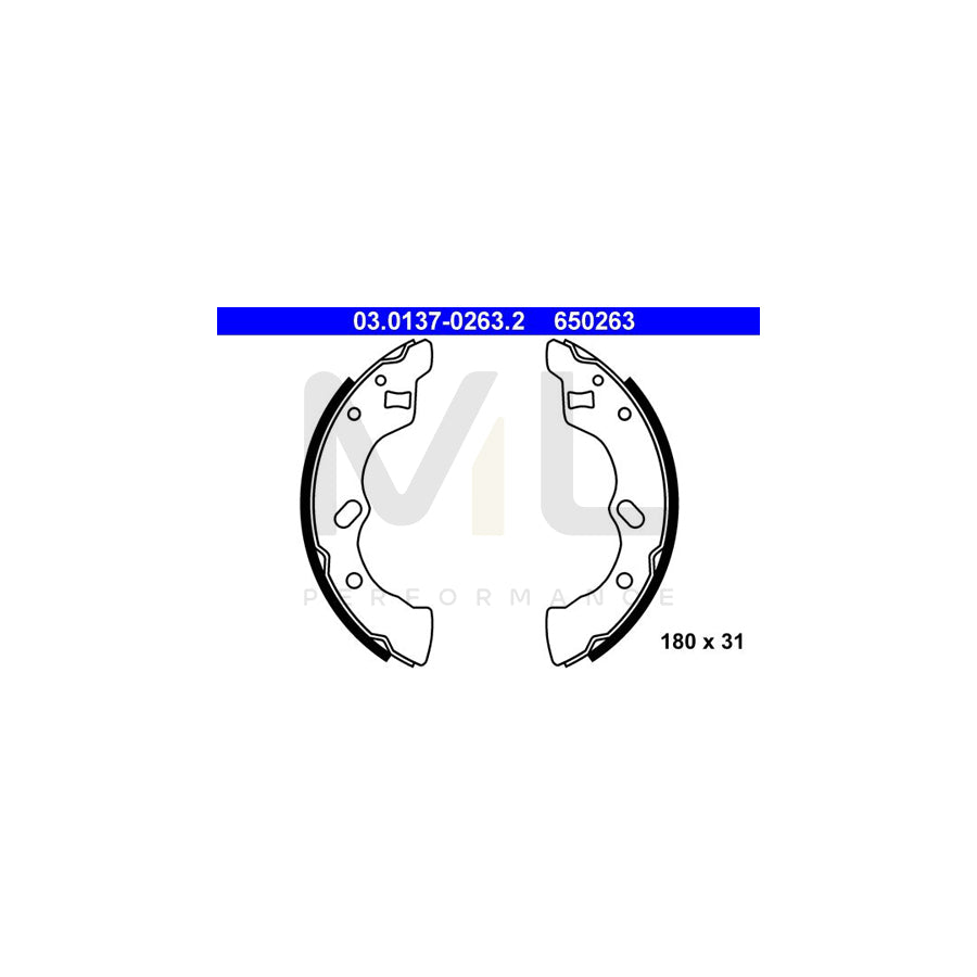 ATE 03.0137-0263.2 Brake Shoe Set for MAZDA 121 II Saloon (DB)