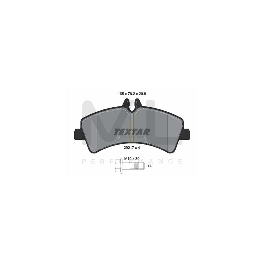 TEXTAR 2921702 Brake pad set prepared for wear indicator, with brake caliper screws