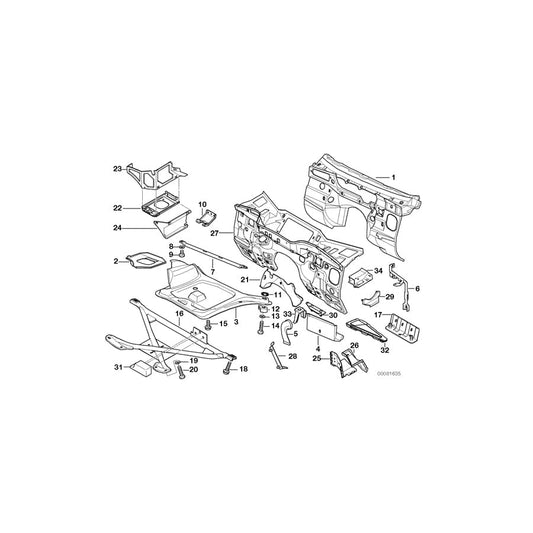 Genuine BMW 41131977543 E36 Splash Wall Basis (Inc. 325i)