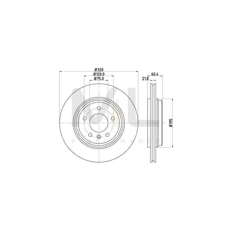 HELLA PRO 8DD 355 107-691 Brake Disc for BMW 3 Series Externally Vented, Coated, without wheel hub, without wheel studs | ML Performance Car Parts