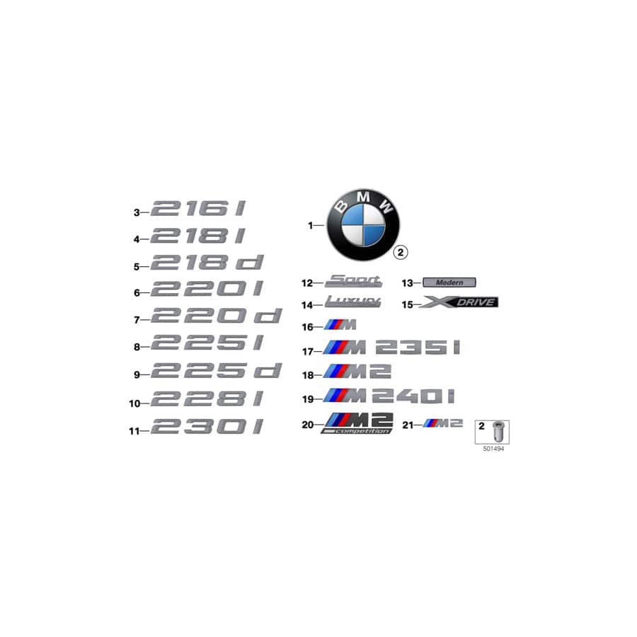 Genuine BMW 51147356327 F22 F23 Emblem Adhered Rear - 228I- (Inc. 228i & 228iX)