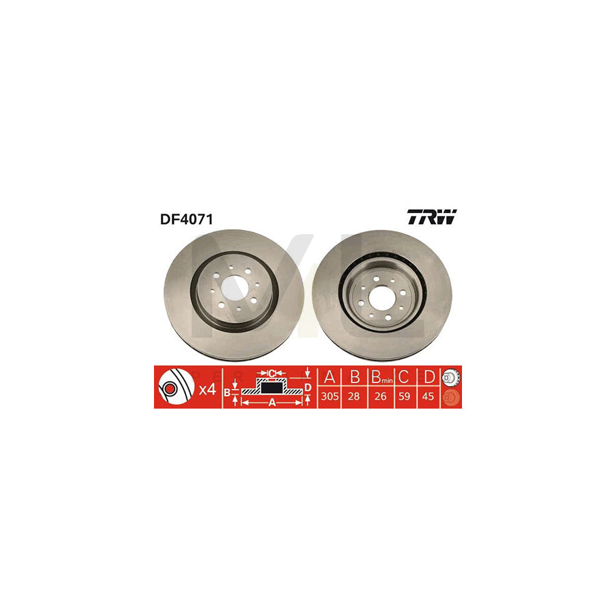 TRW DF4071 Brake Disc for FIAT Coupe (175) Vented  - 1 piece