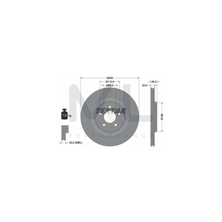 TEXTAR 92160300 Brake Disc Externally Vented, without wheel hub, without wheel studs  - 1 piece