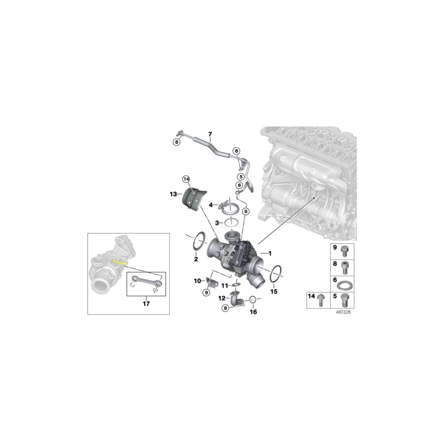 Genuine BMW 11428513616 F34 F32 F33 Oil Pipe Inlet (Inc. 318d, 120d & 420d)