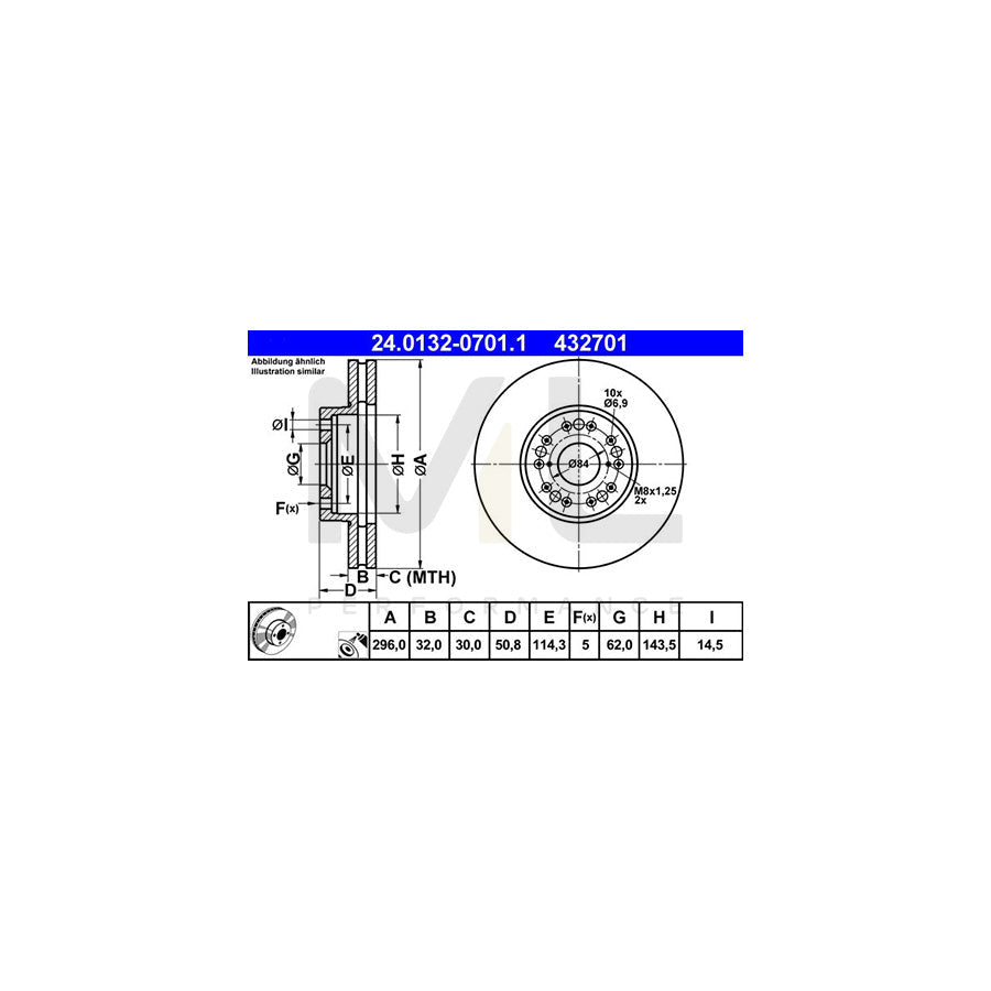 ATE 24.0132-0701.1 Brake Disc Vented, Coated  - 1 piece