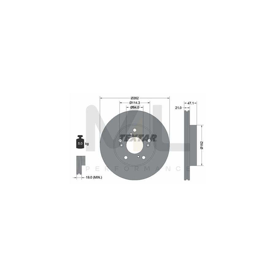 TEXTAR 92294503 Brake Disc for HONDA CIVIC Internally Vented, Coated, without wheel hub, without wheel studs  - 1 piece