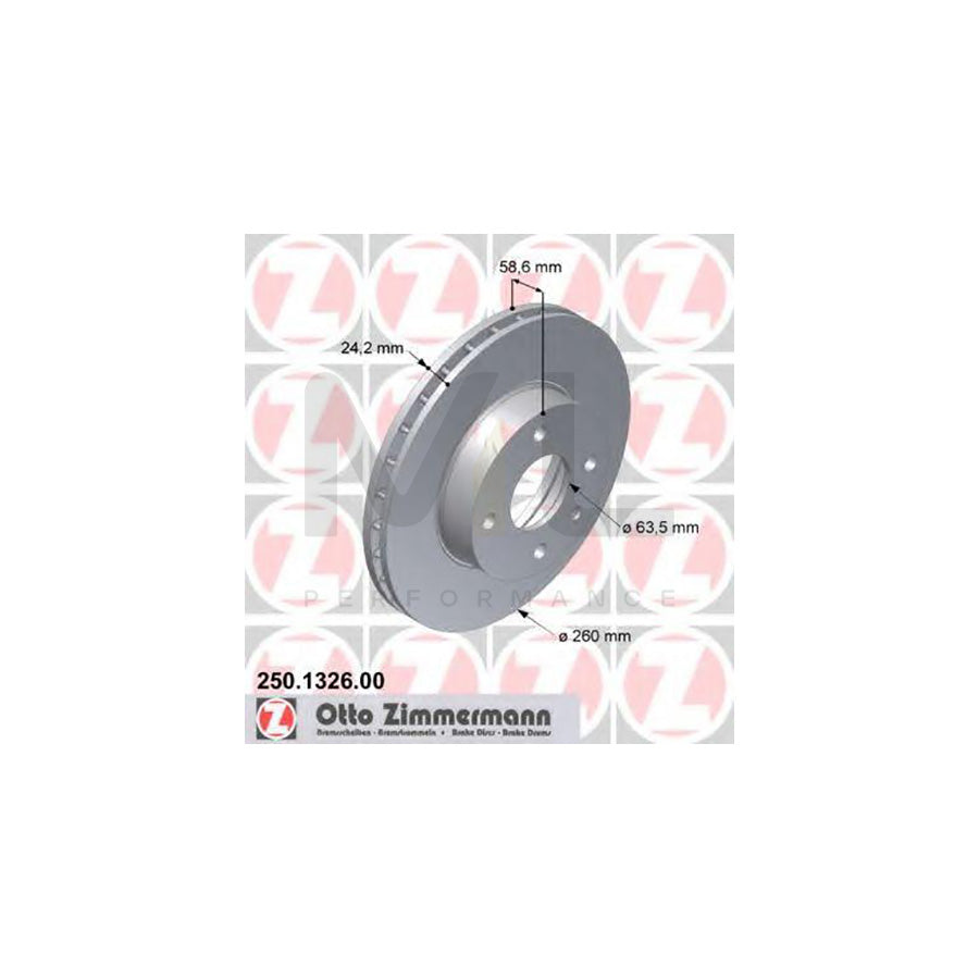 ZIMMERMANN 250.1326.00 Brake Disc Internally Vented  - 1 piece