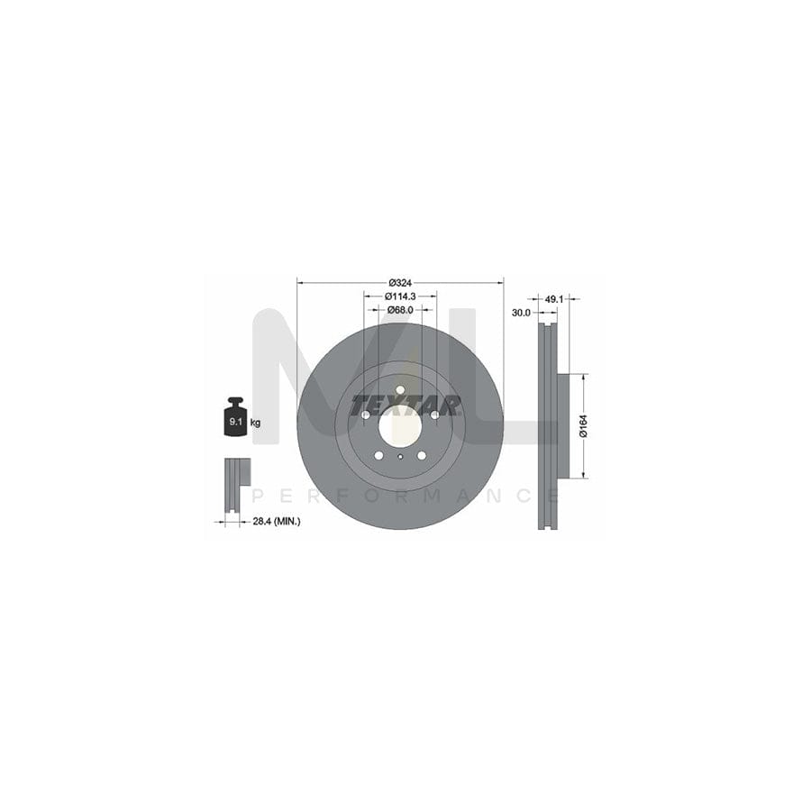 TEXTAR PRO 92194203 Brake Disc Internally Vented, Coated, without wheel hub, without wheel studs  - 1 piece