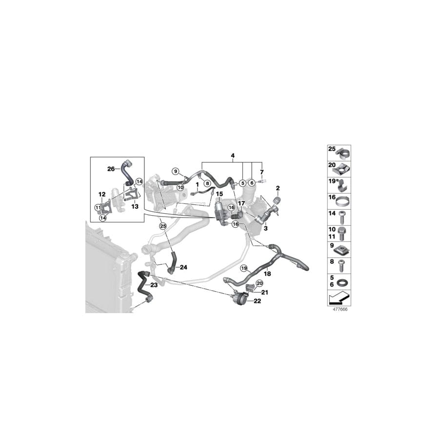 Genuine BMW 11538514456 G12 F10 F25 Pipe Cylinder Head Coolant line to expansion tank (Inc. 525d, 118dX & 420d)