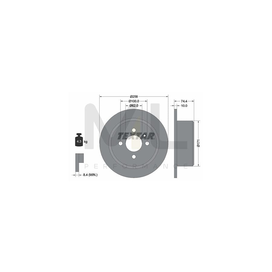TEXTAR 92038400 Brake Disc for BMW 3 Saloon (E30) Solid, without wheel hub, without wheel studs  - 1 piece