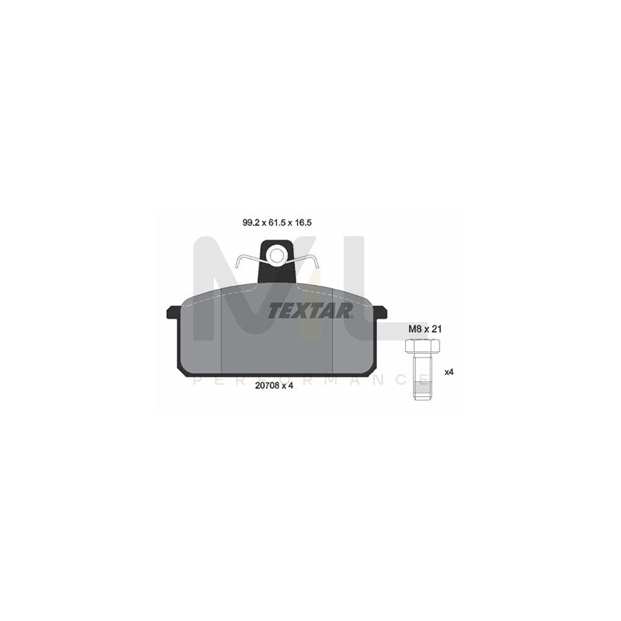 TEXTAR 2070803 Brake pad set not prepared for wear indicator, with brake caliper screws