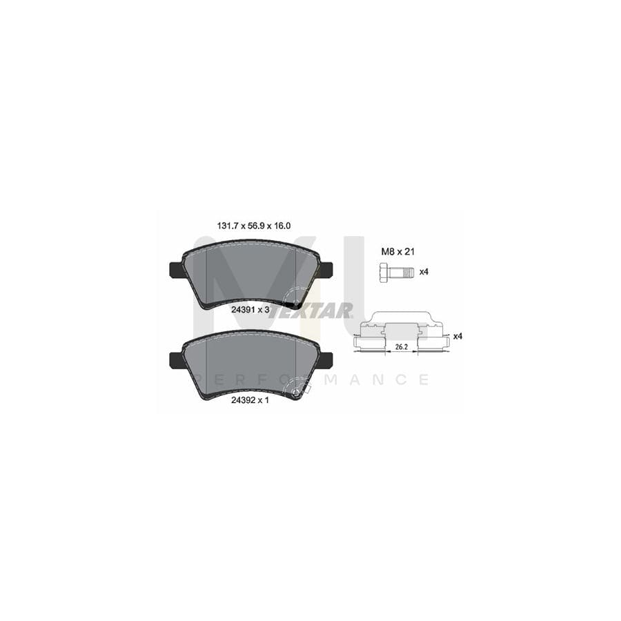 TEXTAR 2439101 Brake pad set with acoustic wear warning