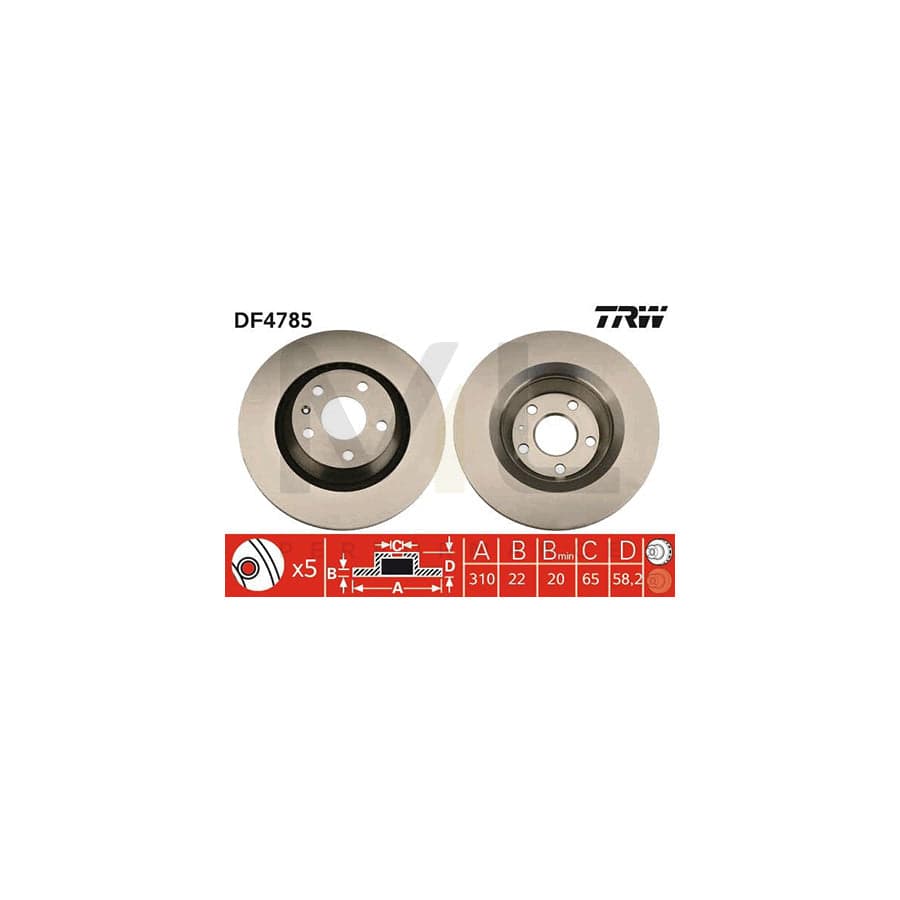 TRW DF4785 Brake Disc for AUDI TT Vented, Painted  - 1 piece