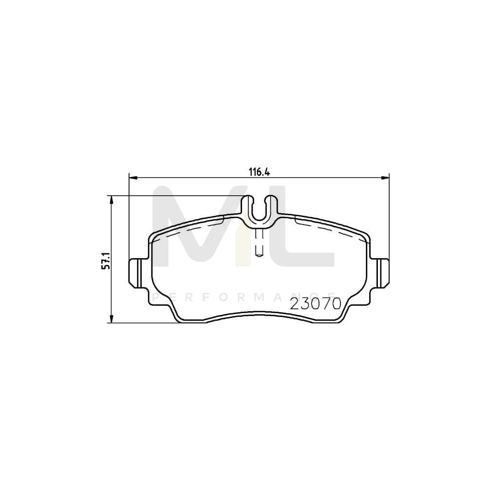 Hella 8DB 355 018-881 Brake Pad Set Suitable For Mercedes-Benz Vaneo (W414) Incl. Wear Warning Contact, With Brake Caliper Screws, With Accessories | ML Performance Car Parts
