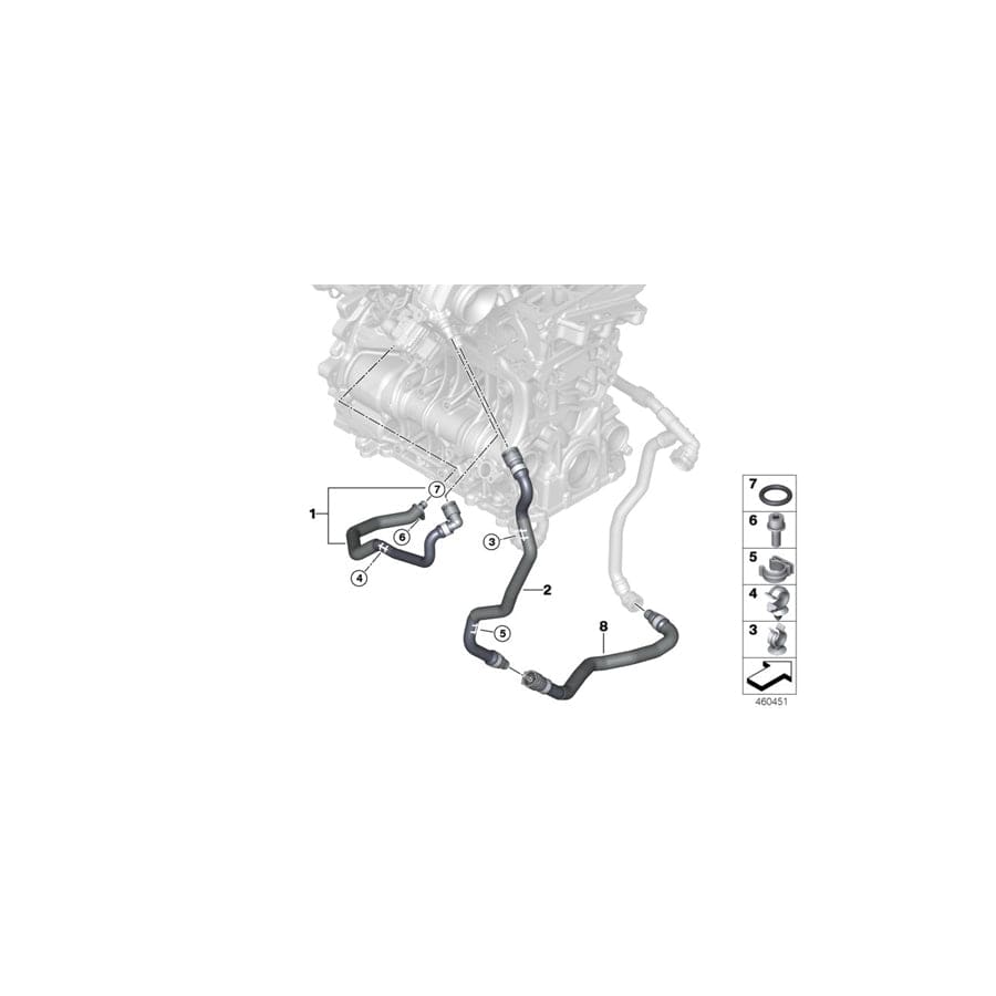 Genuine BMW 11538514096 F48 F39 Hose, Engine Block- Turbocharger (Inc. X1 25dX & X2 25dX)