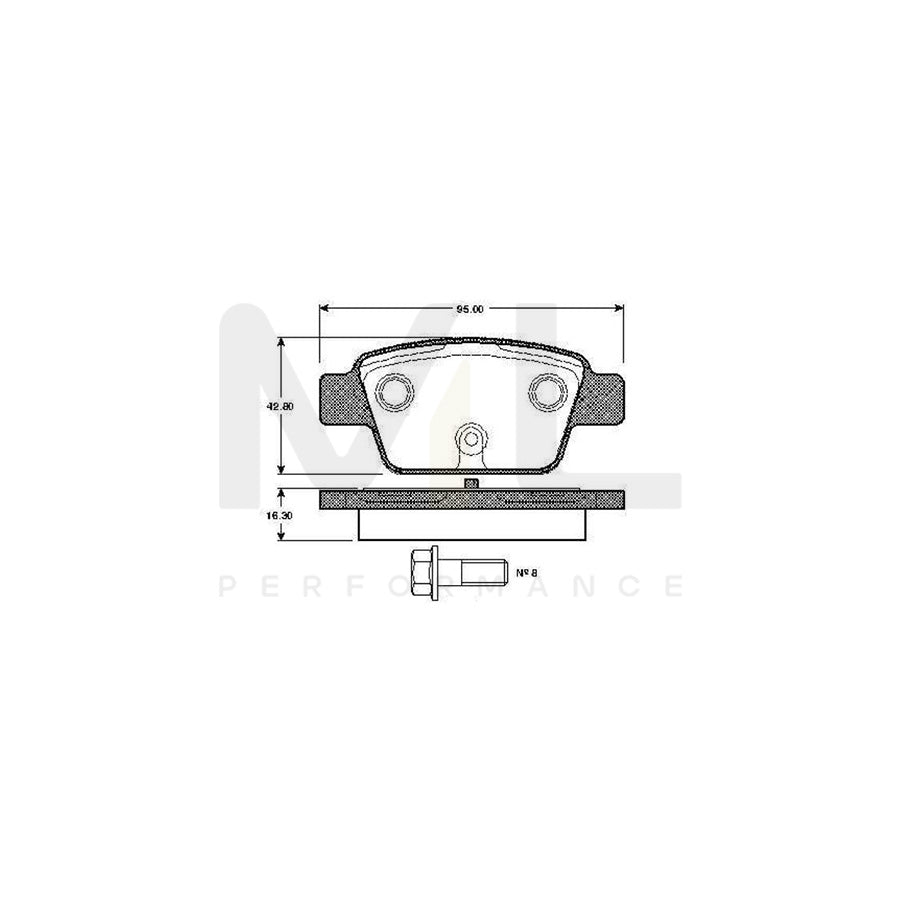 Bosch 0986Tb2837 Brake Pad Set Excl. Wear Warning Contact  | ML Performance Car Parts
