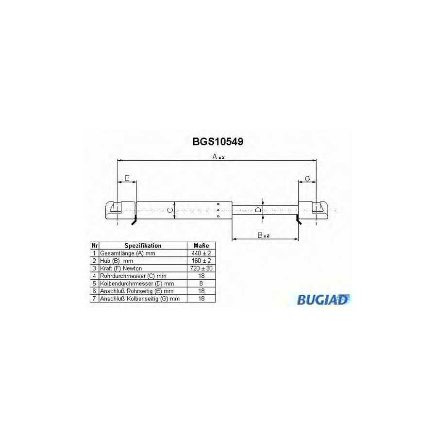 BUGIAD Bgs10549 Tailgate Strut for Renault 11 Hatchback