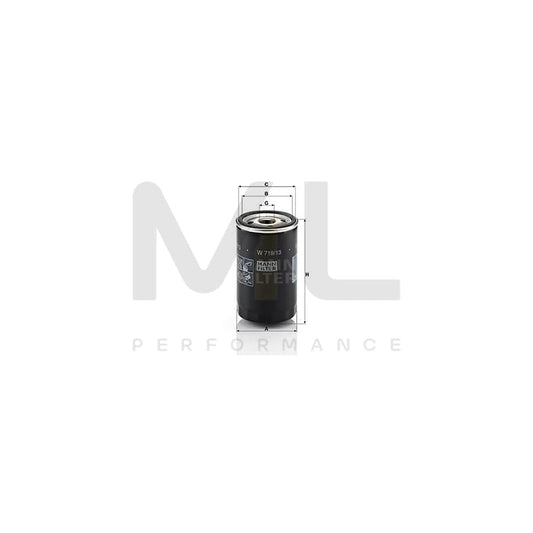 MANN-FILTER W 719/13 Oil Filter Spin-on Filter, with two anti-return valves