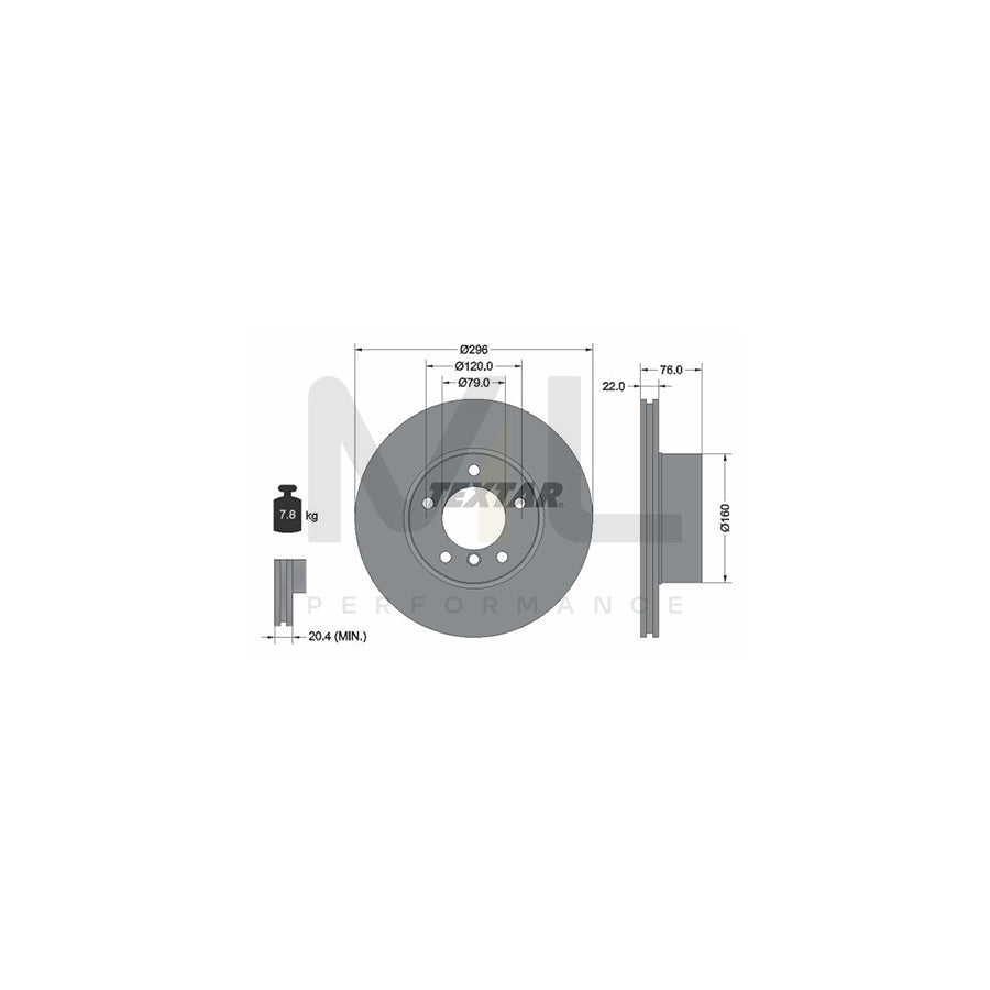TEXTAR 92075000 Brake Disc for BMW 5 Series Internally Vented, without wheel hub, without wheel studs  - 1 piece