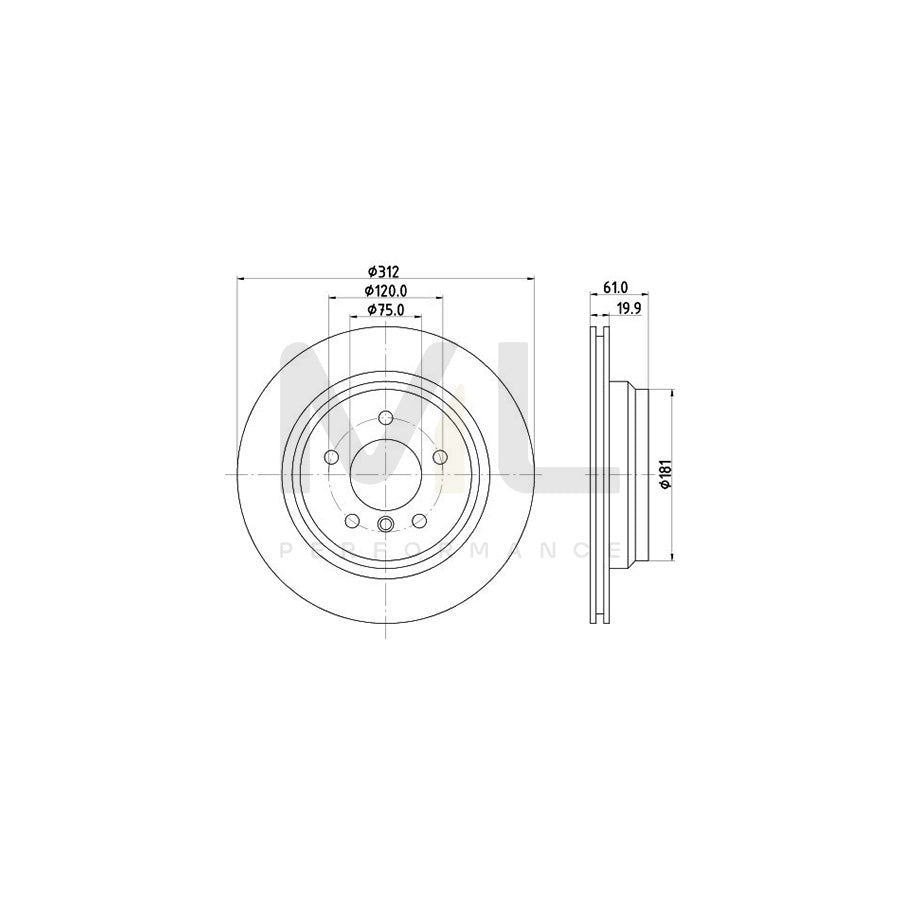 HELLA PRO 8DD 355 106-791 Brake Disc Externally Vented, Coated, without wheel hub, without wheel studs | ML Performance Car Parts
