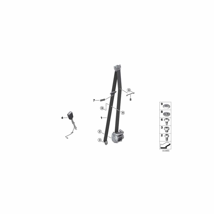 Genuine BMW 72119458166 G16 Lower Strap, Front ELFENBEINWEISS (Inc. 840i, 840dX & 840iX)