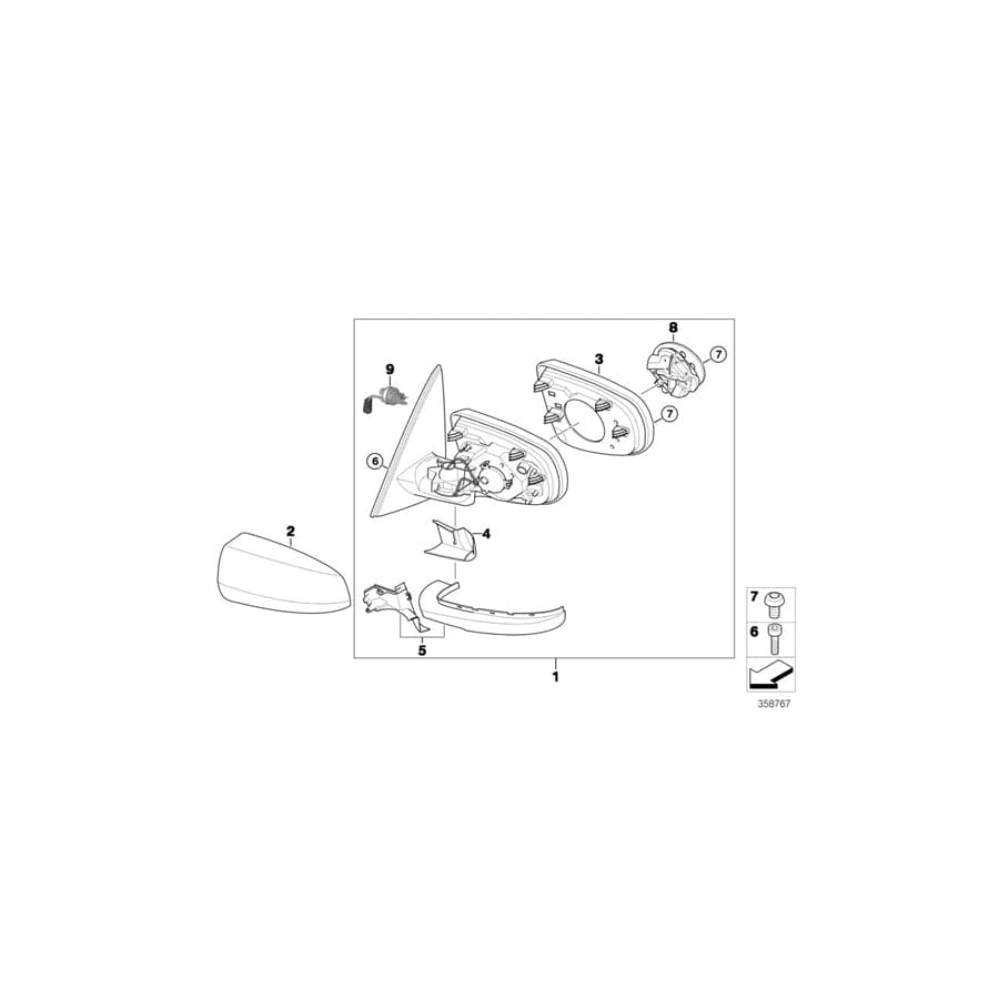 Genuine BMW 51167181166 E71 E72 Exterior Mirror Right (Inc. X6 30dX, X6 40dX & X6 50iX)